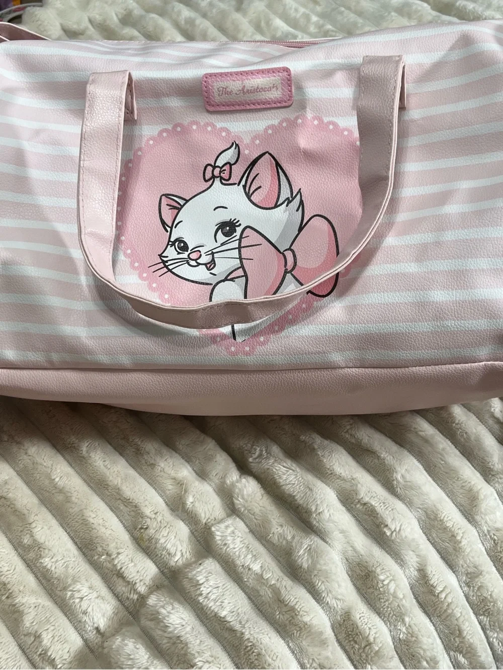 Disney Pink Striped Marie Cat Tote Bag